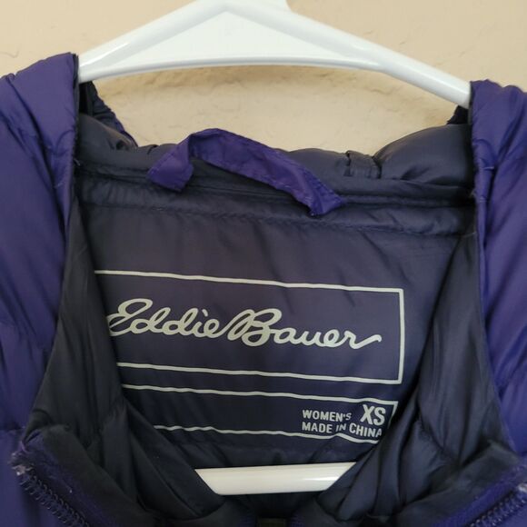 Eddie Bauer Womens Xsmall Xs Eb650 Goose Duck Down Hooded Puffer Jacket Coat Euc - Picture 2 of 9